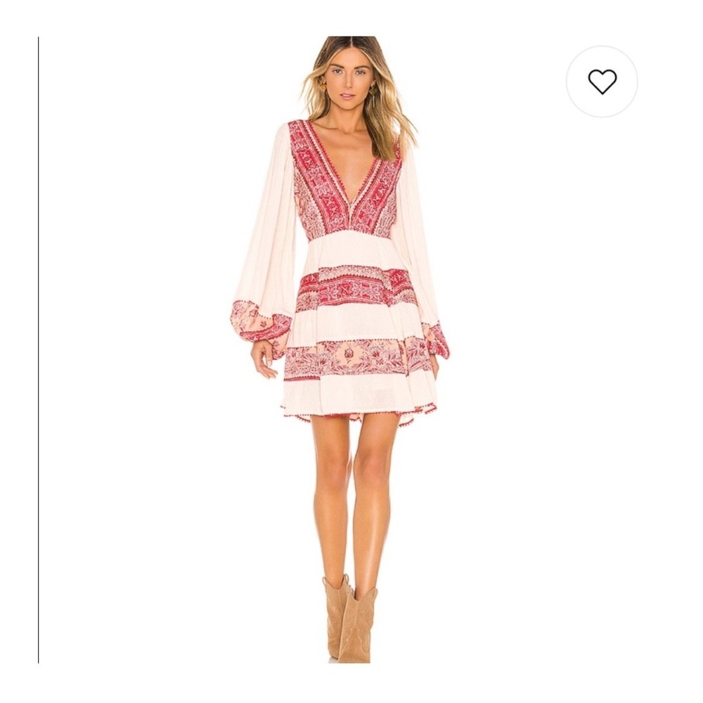 Free People Womens My Love Boho Embroidered Mini Dress Size M Festival Cowgirl